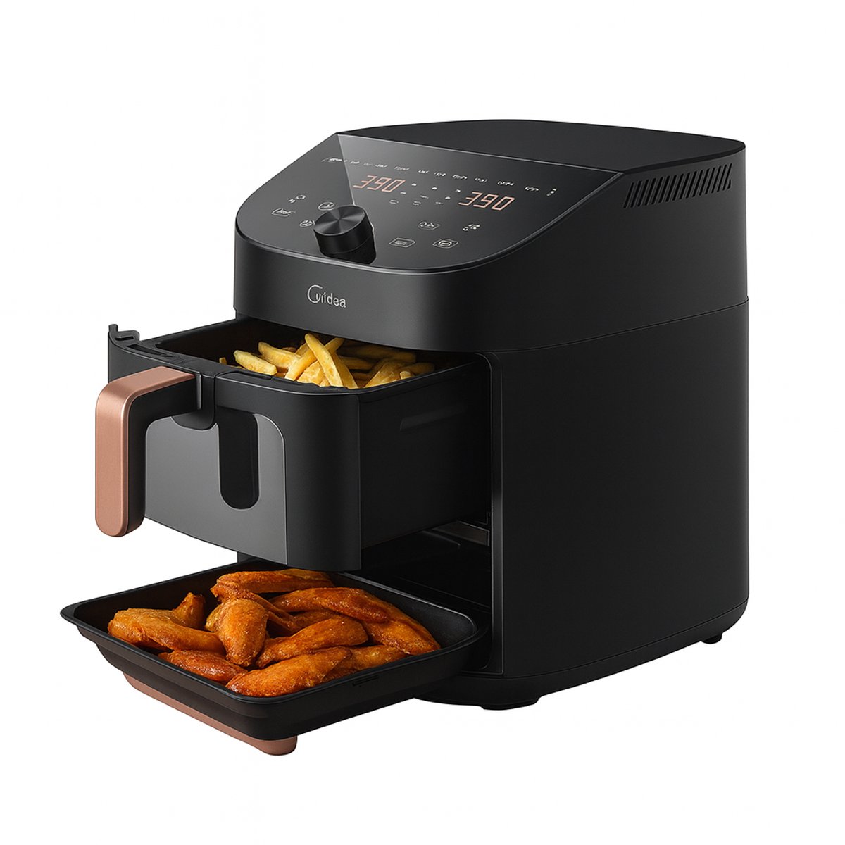 Heteluchtfriteuse – Airfryer – Luchtkoker - Friteuse - Elektrische Airfryer - Dubbele Lagen – Overlappend – Slimme Wifi – 11L – XL Capaciteit – Ruimtebesparend – Touch Display – Snelle Verwarming – Vetarm