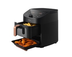 Heteluchtfriteuse – Airfryer – Luchtkoker - Friteuse - Elektrische Airfryer - Dubbele Lagen – Overlappend – Slimme Wifi – 11L – XL Capaciteit – Ruimtebesparend – Touch Display – Snelle Verwarming – Vetarm