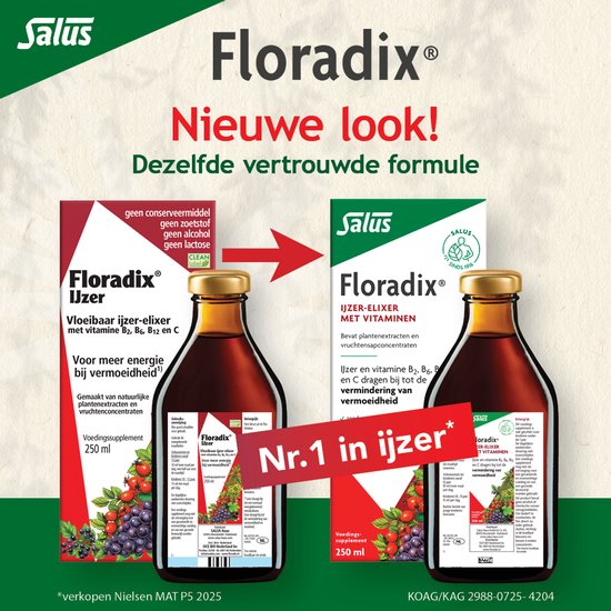 Salus Floradix IJzer-elixir - Met Ijzer En Vitamine B12 - 250ML