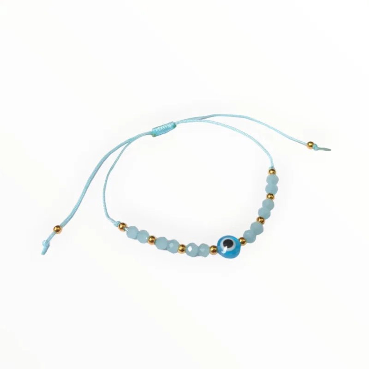 Aramat Jewels - verstelbare touw armband boze oog - Licht Blauw-dames