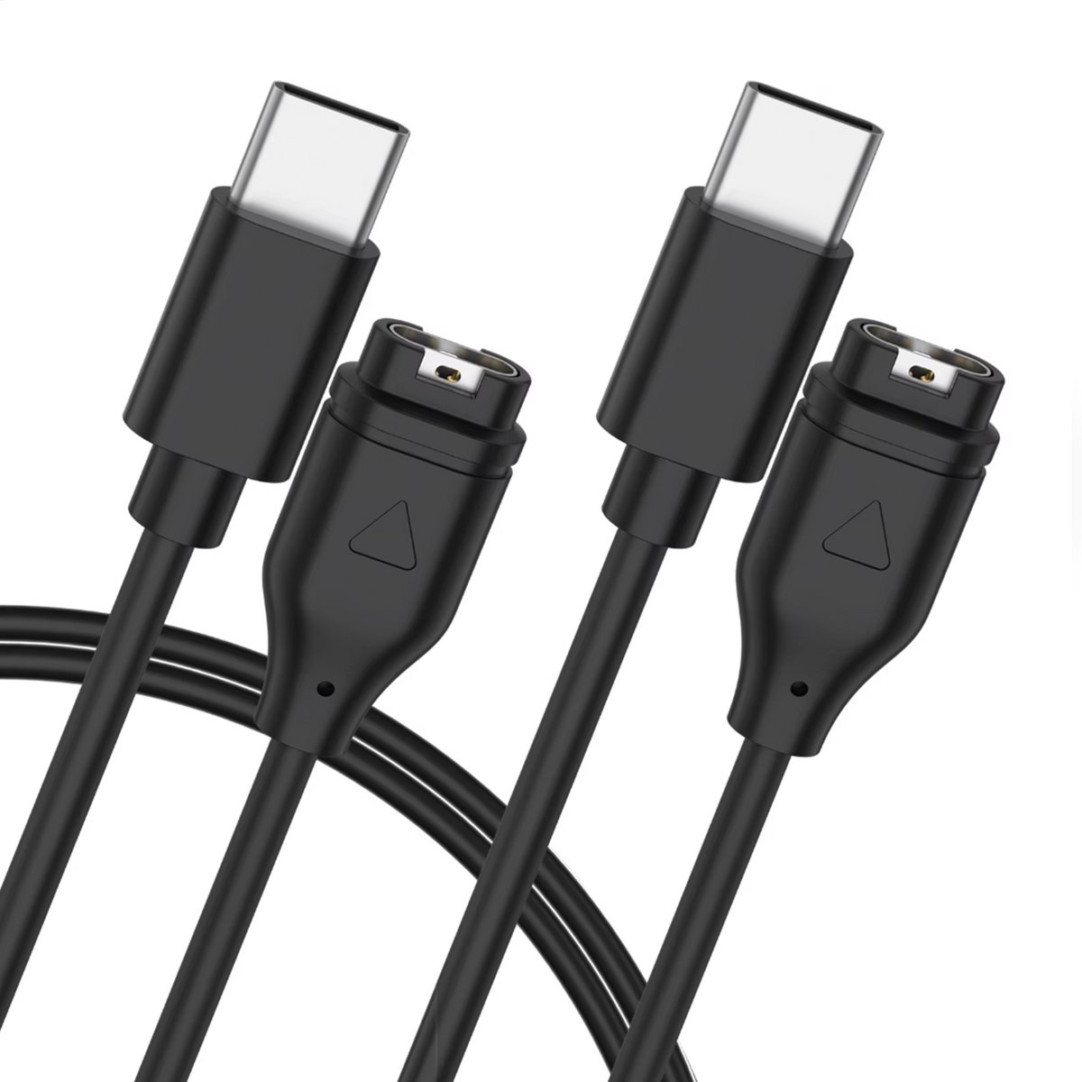 Qost - USB-C naar Garmin Kabel - 1 Meter - PVC - Zwart - Garmin oplaadkabel - Compatibel met Garmin Instinct / Forerunner / Fenix - 2-Pack