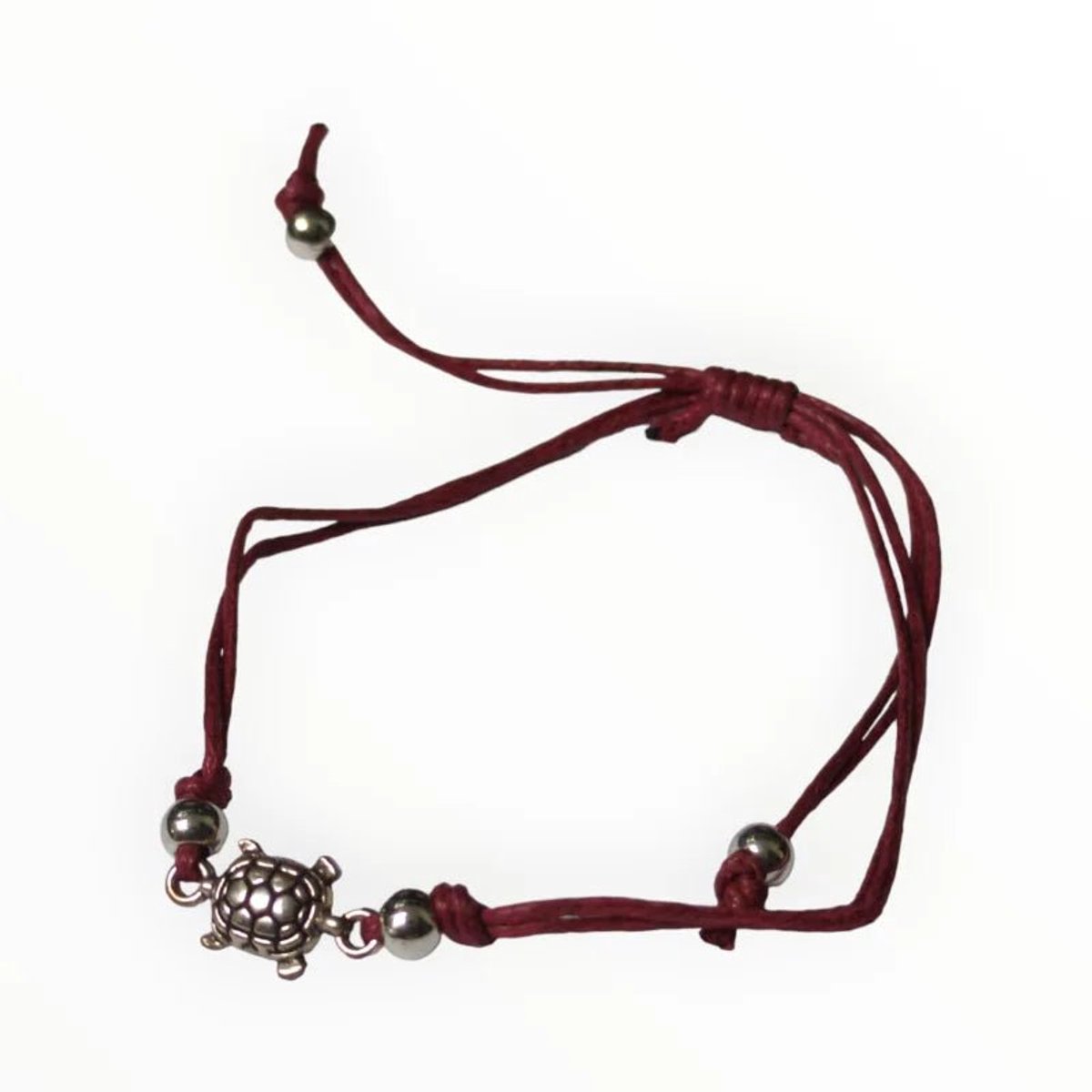 Aramat Jewels | Armbanden | Verstelbaar touw Armbandje schildpad | Bordeaux Rood | |2mm | Metaal | Kinderen, Volwassenen | Verkleurd niet