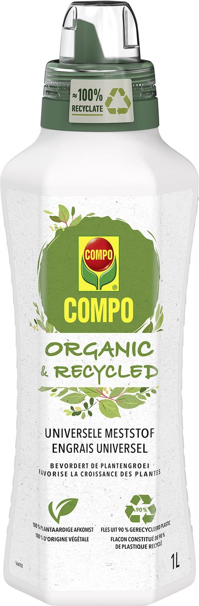 COMPO Organic & Recycled Universele Meststof - 100% organisch - voor alle plantensoorten - bevordert de plantengroei - fles 1 L