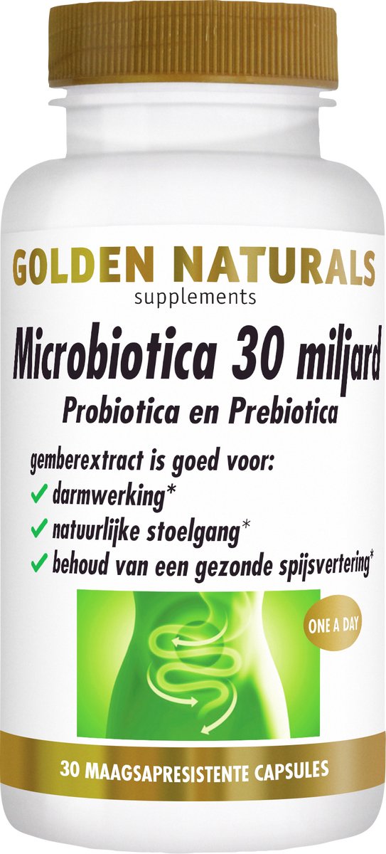 Golden Naturals Microbiotica 30 miljard (30 veganistische maagsapresistente capsules)