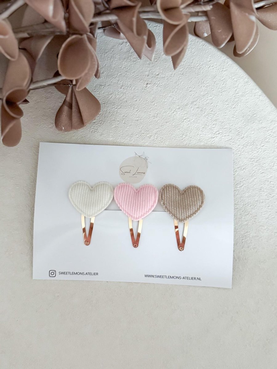Setje Haarspeldjes - Cuddle Hearts - Haarspeldje voor Meisjes - Handgemaakte Haaraccessoires voor Kinderen