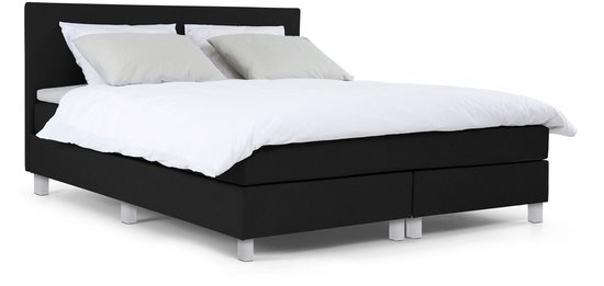 Maxi Owen Boxspring 120x200 cm - Gestoffeerde Boxspring met Matras - Bed - Zwart - Tweepersoonsbed