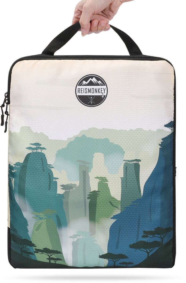 Reismonkey Packing cube XXL compressie - Zhangjiajie - met compressierits - Backpack en koffer organizer - Waterdicht