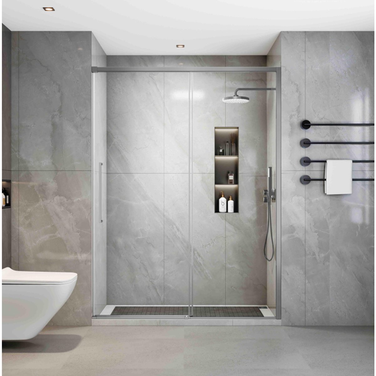 Aqua Vista Lokla Linea nisdeur - 140x200cm - incl. montageset - geborsteld rvs