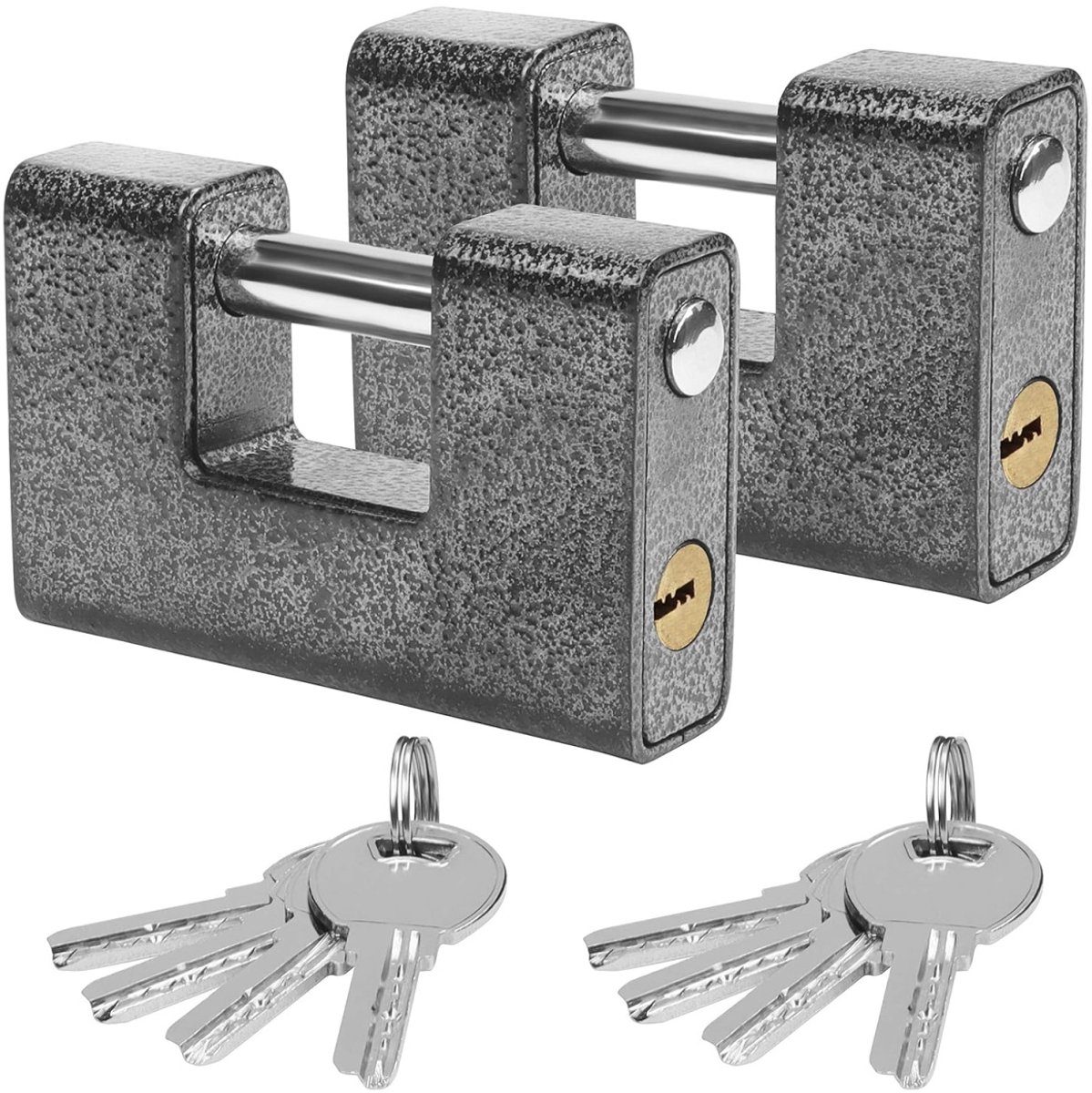 EXCITAT Robuust buitenhangslot - Met sleutel - Groot - Eendelig - Gehard - Massief stalen hangslot - Dikke ring - Ideaal voor het beveiligen van garagedeuren, containers, poorten en magazijnen