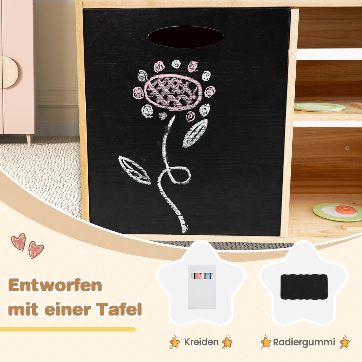COSTWAY Modderkeuken voor kinderen, outdoor, kinderbarbecue met barbecue-accessoires, BBQ grill speelset met bord en spoelbak, speelkeuken, outdoorkeuken voor jongens en meisjes vanaf 3 jaar — afbeelding 4