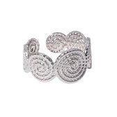 Aramat Jewels | Ringen | Stalen Verstelbare Ring - Gedraaide Cirkels - One Size | Zilverkleur | |10mm | Staal | Volwassenen | Verkleurd niet