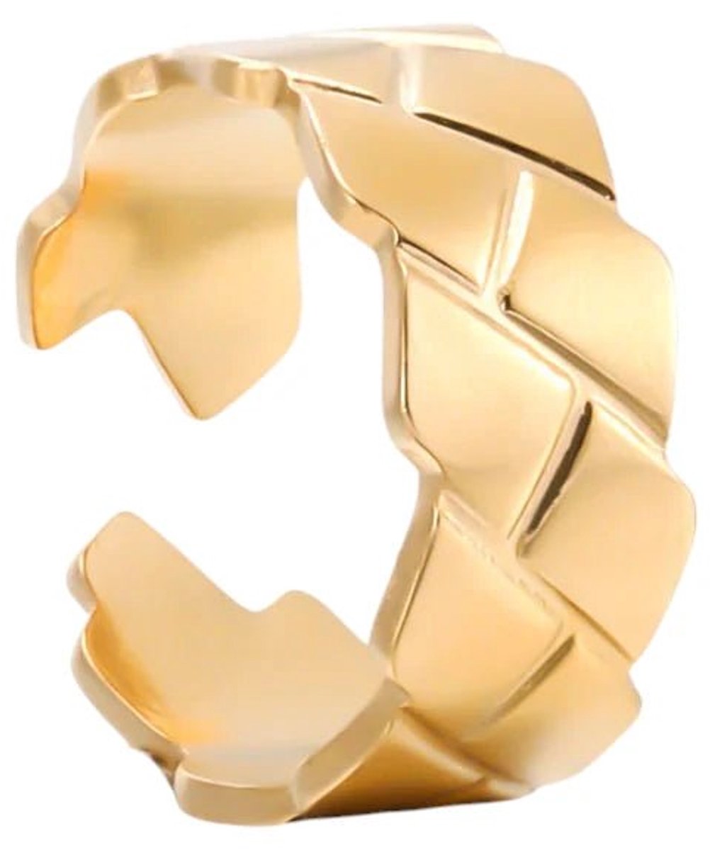 Aramat Jewels | Ringen | Stalen Dames- & Herenring - Verstelbaar - 9mm - RVS | Goudkleur | |9mm | Staal | Volwassenen | Verkleurd niet