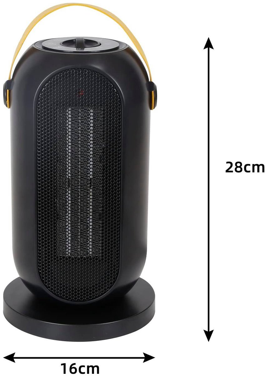 NETTLIFE - Elektrische Kachel - Keramische Ventilatorkachel - Keramische Kachel - 1200W - Heater - 3 Standen - 70° Draaifunctie - Elektrische Verwarming - Zwart – foto 2