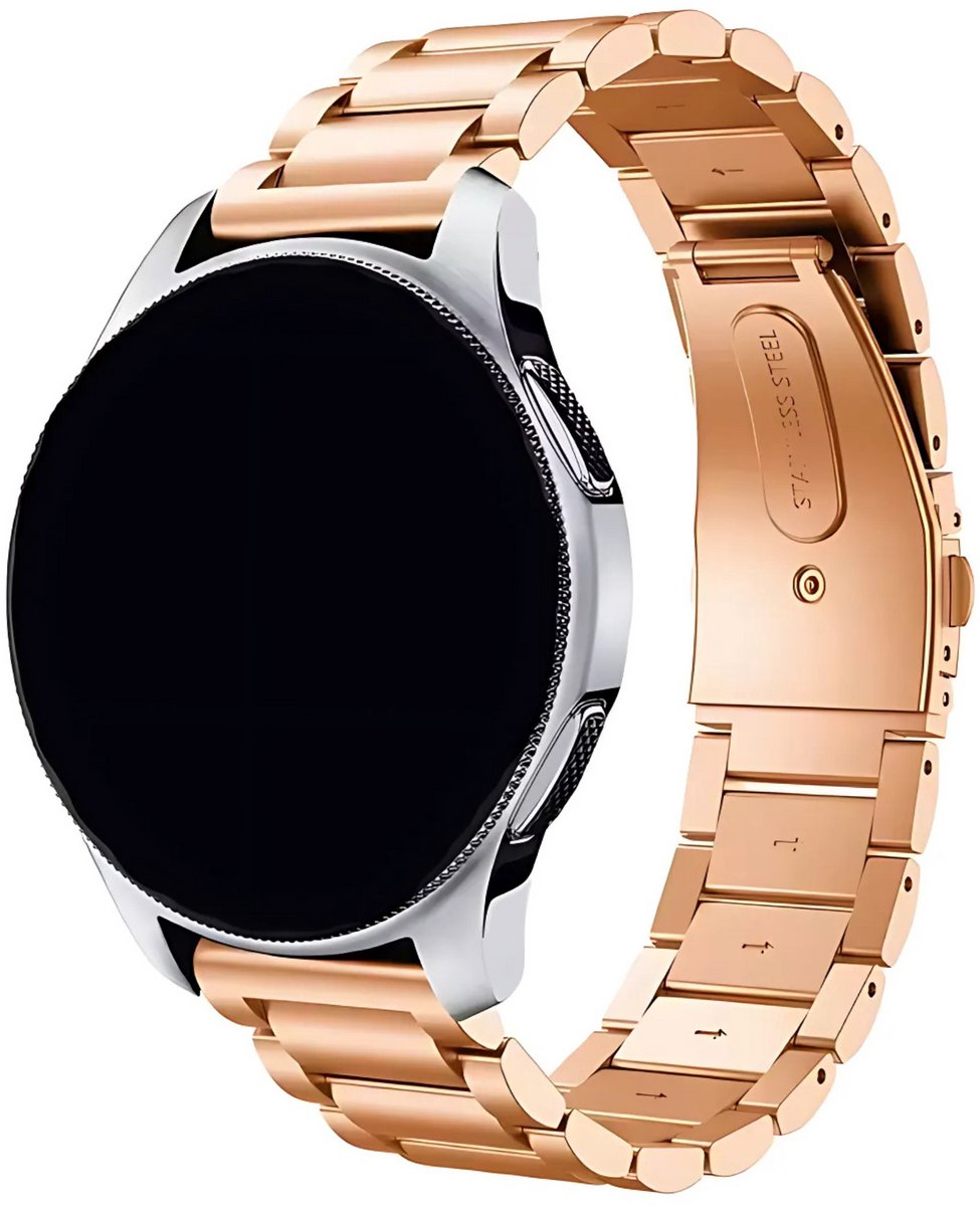 Innerlight® Metal+ - Rose Goud - 20mm Smartwatchband - Metalen Smartwatchbandje - Metalen Horlogebandje geschikt voor Samsung Galaxy Watch 7 / 6 / 5 / Pro / 4 / 3 / Active 2 - Polar Ignite / Unite – Huawei