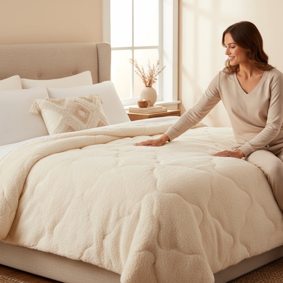 Bedsupplies-Lazy Dekbed- Dekbed Zonder Overtrek - Teddy - 200x200 - Ecru