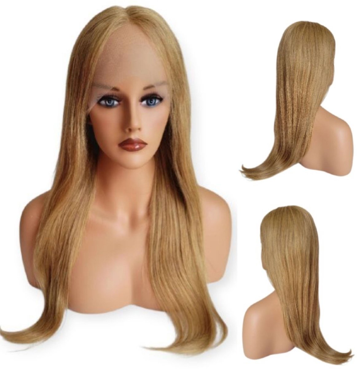 Frazimashop- Braziliaans Remy Steil pruik- Dames pruiken- Echt Haar- 24 inch- Pruik lang haar -honing Blond- Haarwerken - Pruiken - Straight- human hair 13x1T- lace wig- Pruik - Wasbaar - steil Pruik