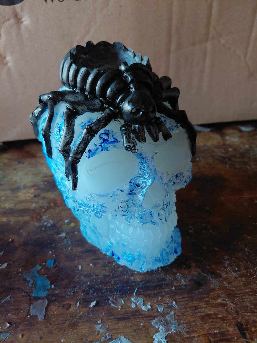 starwolf, lampje skull met spin, theelichthouder, geschenk, halloween,