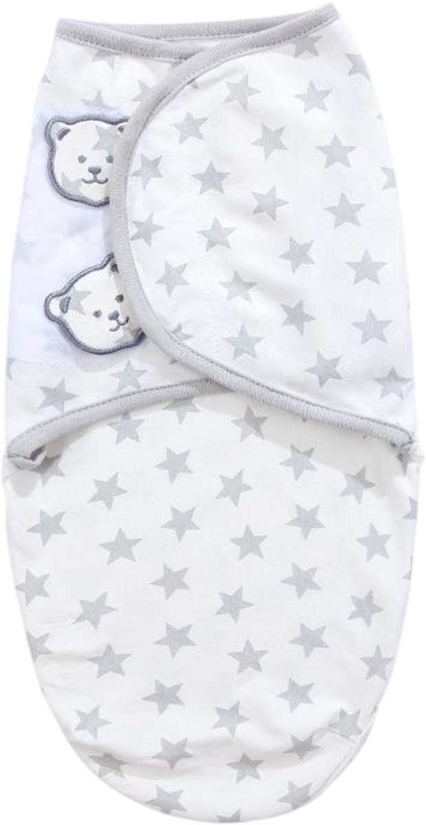 Image of 1-Pack Baby Swaddle Blanket - Geschikt voor pasgeborenen van 2-6 maanden - Swaddle Blanket Gemaakt van 100% Katoen - Verstelbare Slaapzakdeken-Met een cool sterrenpatroon in de vorm van een berenkop