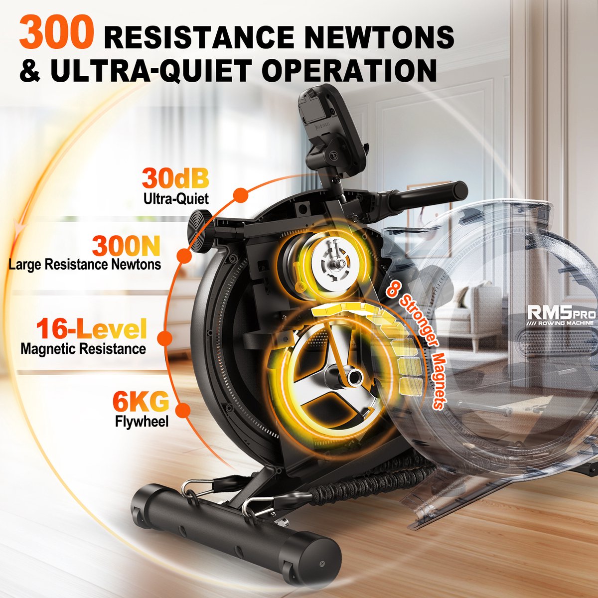 MettleMatic Roeimachine Magnetisch 16-Traps Weerstand Zwart - afbeelding 2