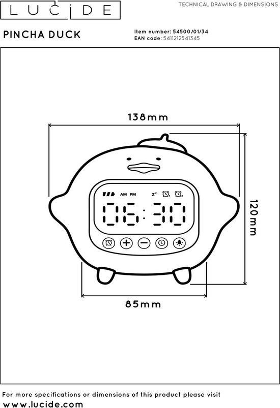 Lucide PINCHA DUCK - Oplaadbare Tafellamp Kinderkamer - Accu/Batterij - LED 3 StepDim - 1x1,5W 2100K - Met muziekfunctie - Geel - Essential van Lucide — afbeelding 5