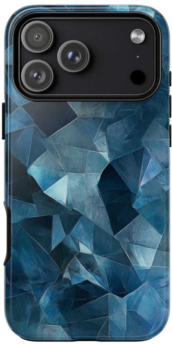 Blauw Gekristalliseerd Abstract Patroon – Telefoonhoesje Geschikt voor iPhone 17 Pro Max