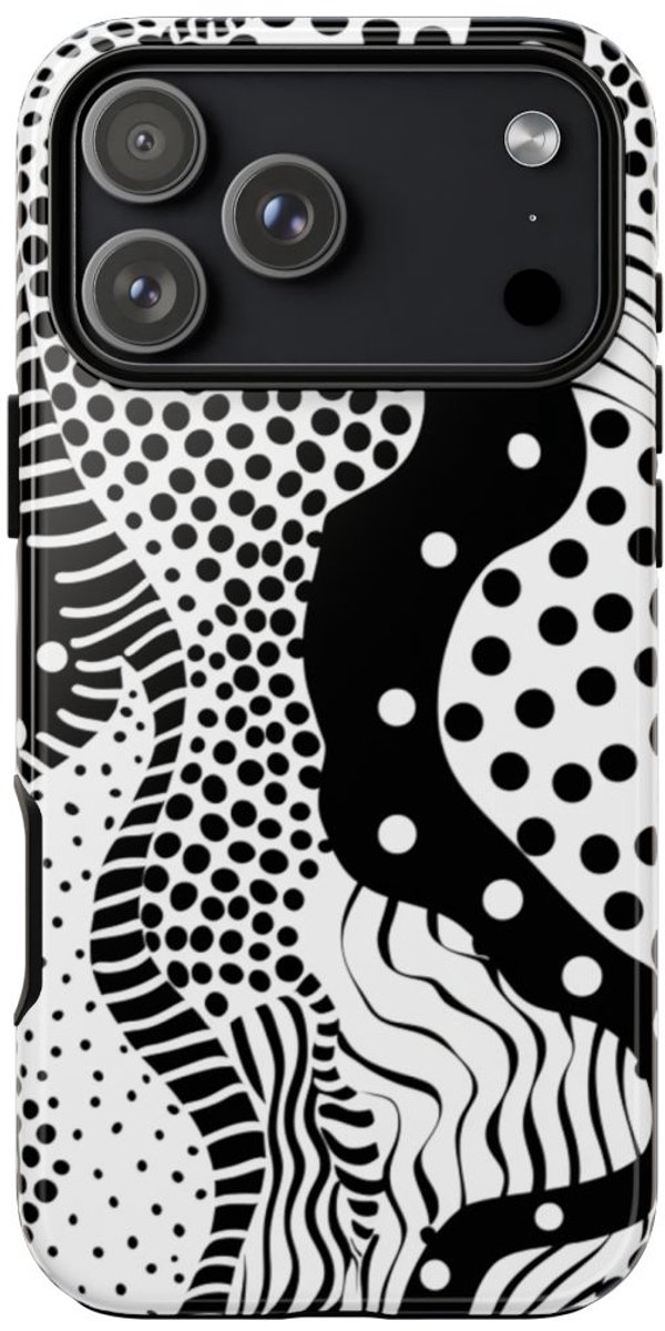 Zwart-Wit Abstract Stippenpatroon – Telefoonhoesje Geschikt voor iPhone 17 Pro Max