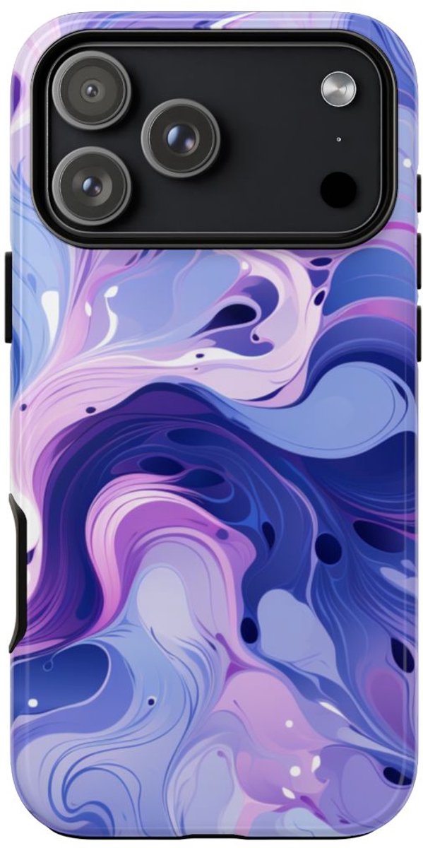Paarse en Blauwe Abstracte Krullen – Telefoonhoesje Geschikt voor iPhone 17 Pro Max