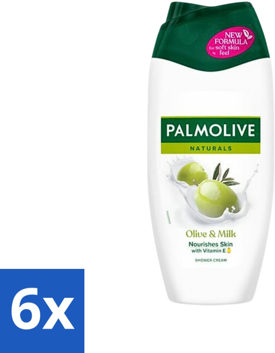 6 x Palmolive Naturals - Olijf & Melk - Douchecrème - Natuurlijk & Verzachtend - 250 ml - Douchecrème - Olijf & Melk - Natuurlijke Ingrediënten - Vegan - Hydraterende