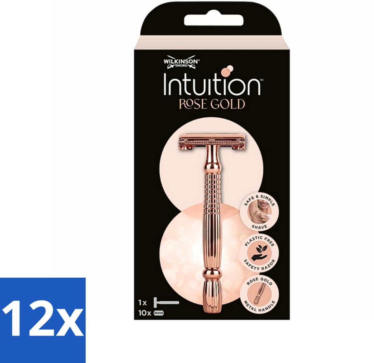 12 x Wilkinson Sword - Scheermes - Intuition Rose Gold - Luxe - 10 mesjes - Veiligheids Scheermes - Scheermes Dames - Scheermes Heren - Scheermes Rose Gold - Scheermes Wilkinson