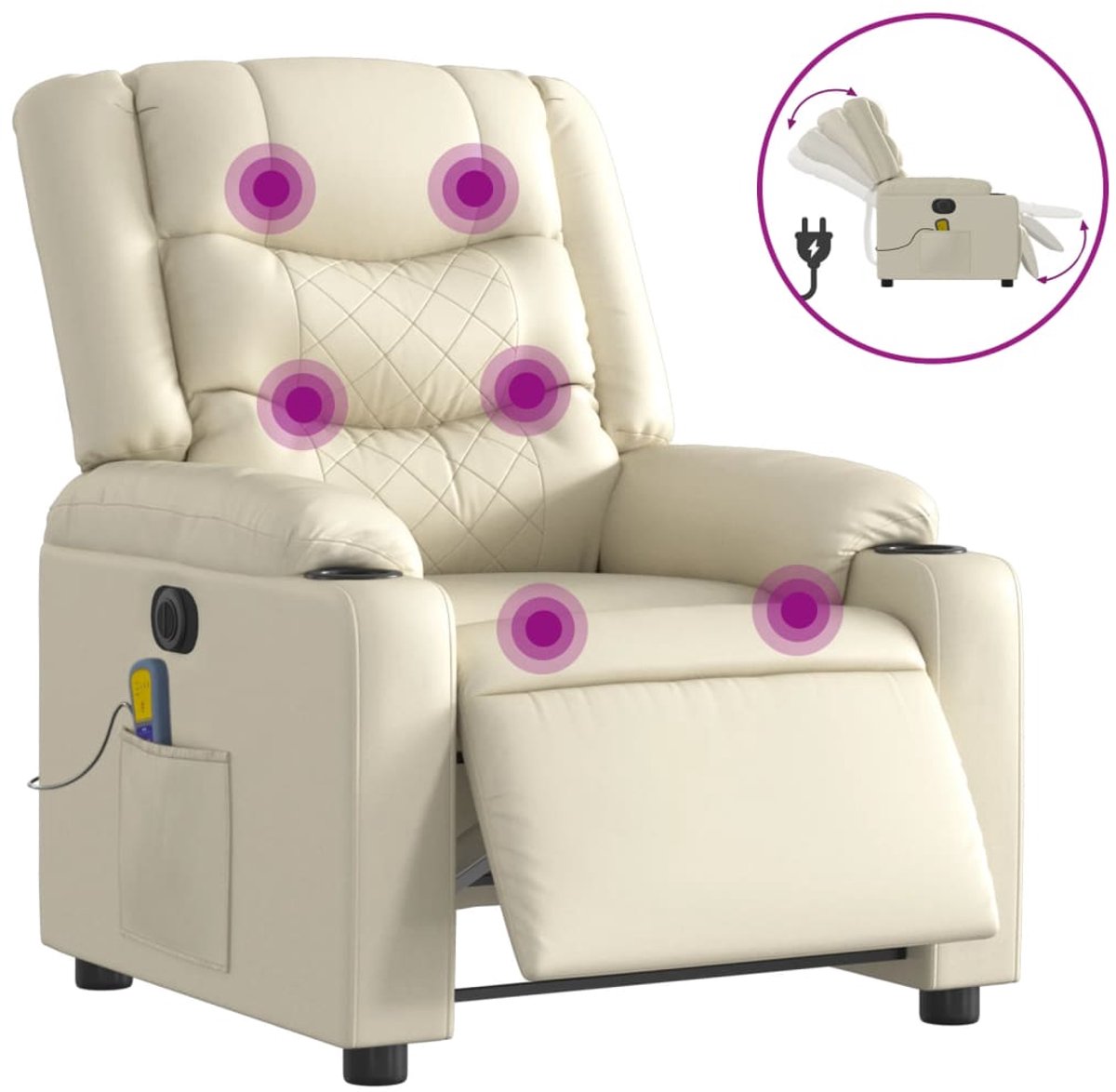 vidaXL Massagestoel - verstelbaar - elektrisch - kunstleer - crèmekleurig