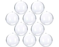 10x Transparante Vulbare Kerstballen 70 mm – Kunststof Acrylballen Herbruikbaar – DIY Decoratieballen voor Kerstboom, Feest & Bruiloft