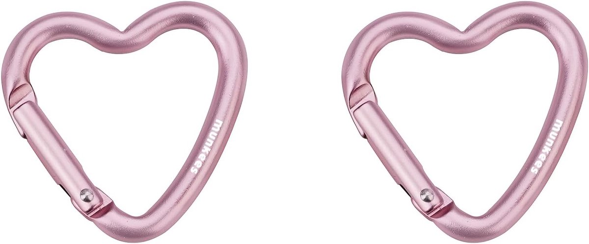 Munkees Karabijnhaak Hart 3,8 Cm roze 2 Stuks