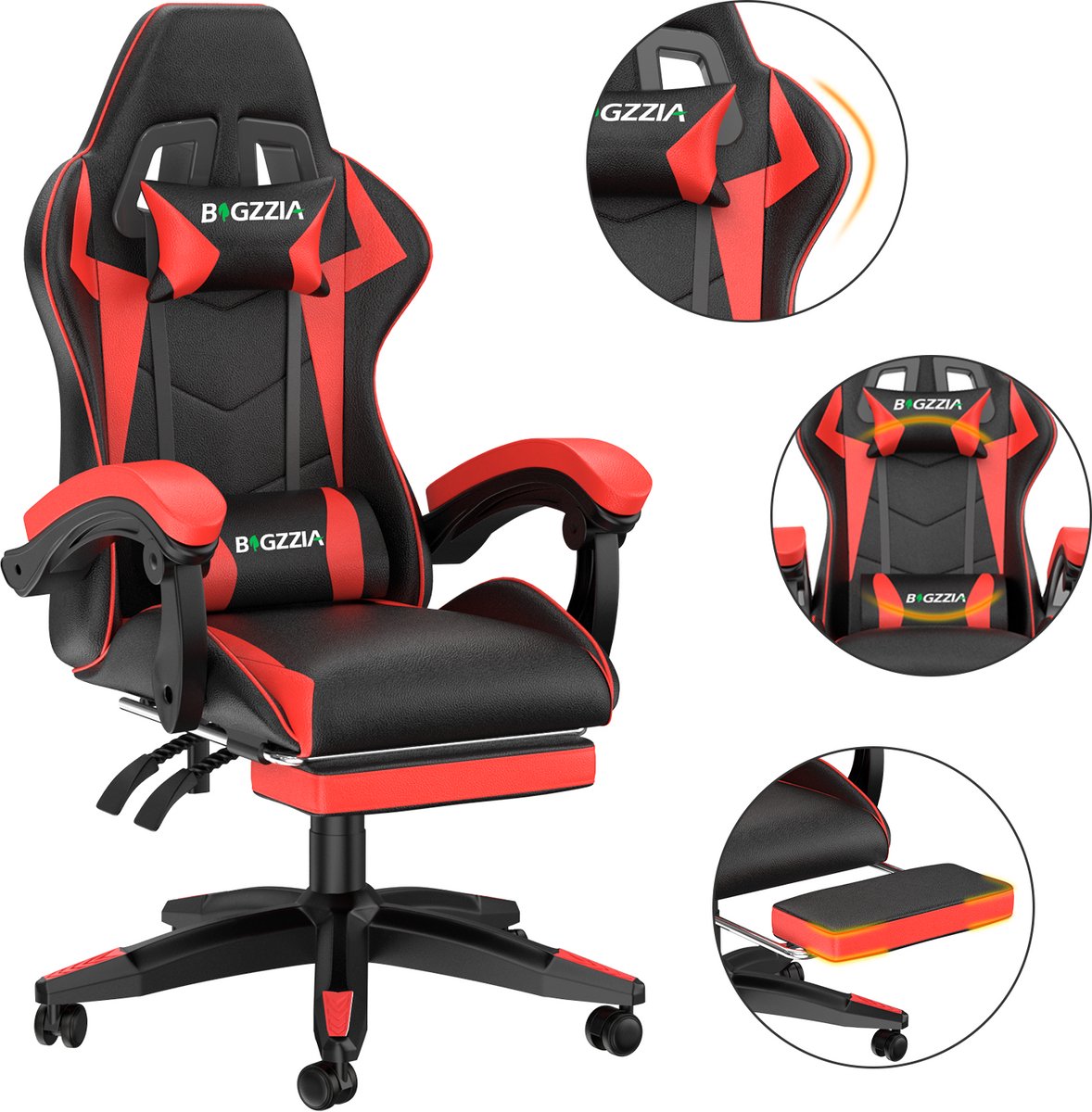 Bigzzia Gamingstoel Ergonomisch PU Leer met Lendensteun - Bigzzia - €92,49