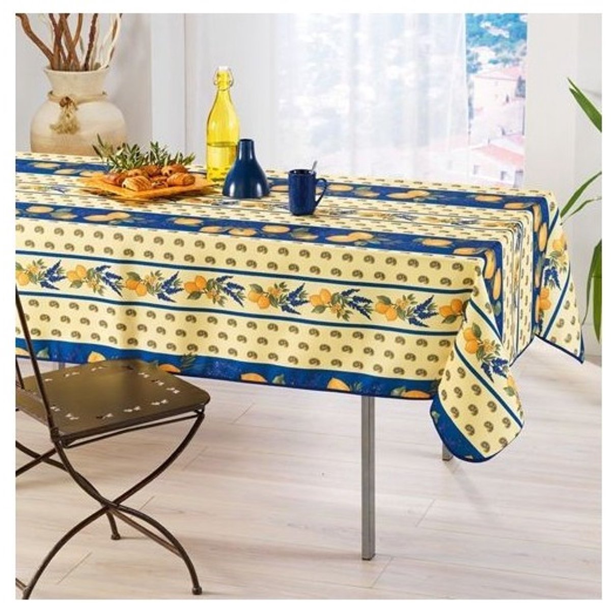 Provençaals rechthoekig vlekbestendig tafelkleed 100% polyester - Citroen