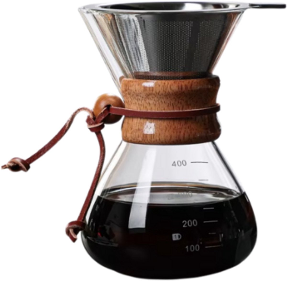 Coffee/Tea Dripper - Koffie Pot met RVS Koffiefilter - Slow Coffee Maker - Koffiekan Drip Gieter - Dripper Koffiemaker - Handmatige koffiezetapparaat - Duurzaam - 400ml met RVS Filter