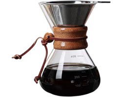 Coffee/Tea Dripper - Koffie Pot met RVS Koffiefilter - Slow Coffee Maker - Koffiekan Drip Gieter - Dripper Koffiemaker - Handmatige koffiezetapparaat - Duurzaam - 400ml met RVS Filter