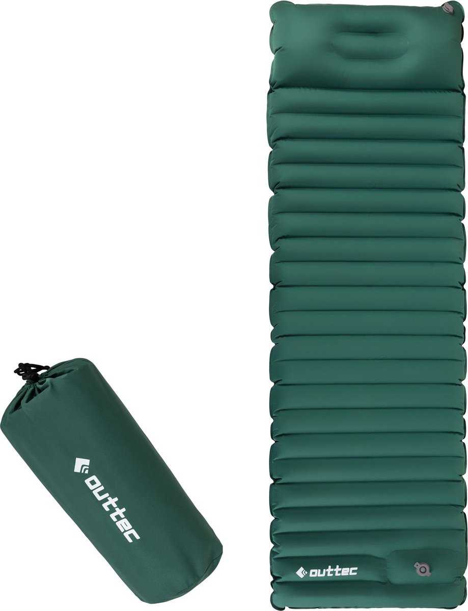 Outtec® Luchtmatras met Kussen - Luchtbed - Slaapmat - 200x66 cm - Ultralicht - Geïntegreerde Pomp - Opblaasbaar Matras - Camping, Outdoor