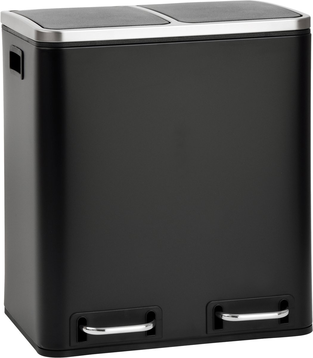 SVITA TM2X15 Afvalbak 30L - afvalscheidingssysteem afvalbak met compartimenten zwart