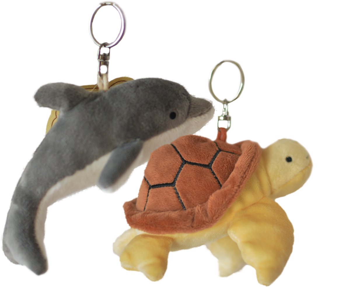 Cute since 1999 - Sleutelhanger Bundel 2 stuks - Dolfijn & Schildpad - 10cm