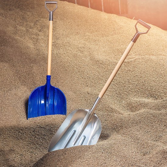 KADAX Schep, zandschep met lange steel van hout, spade met D-greep, sneeuwschep, tuinspade met afgeronde randen, grondschep (kunststof) van Merkloos	 — afbeelding 3