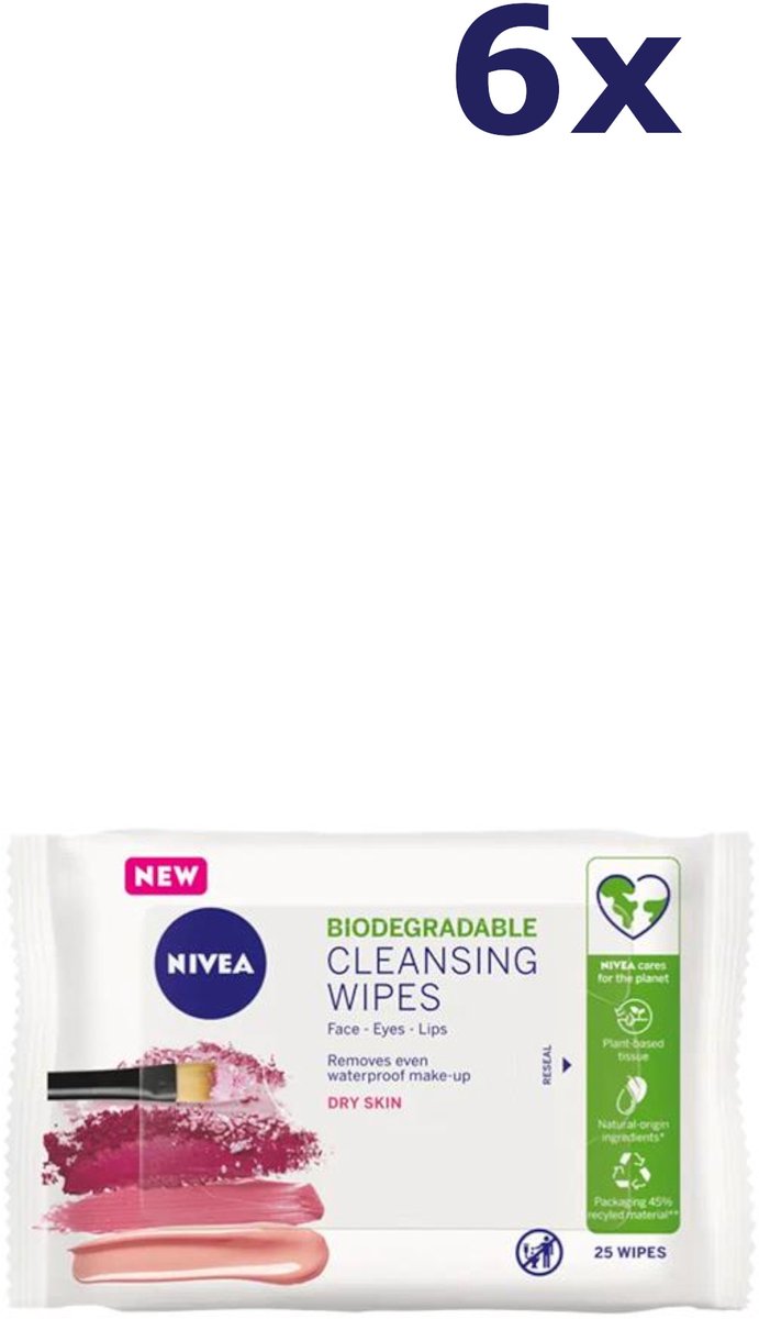 6x Nivea reinigingsdoekjes 25s Dry Skin