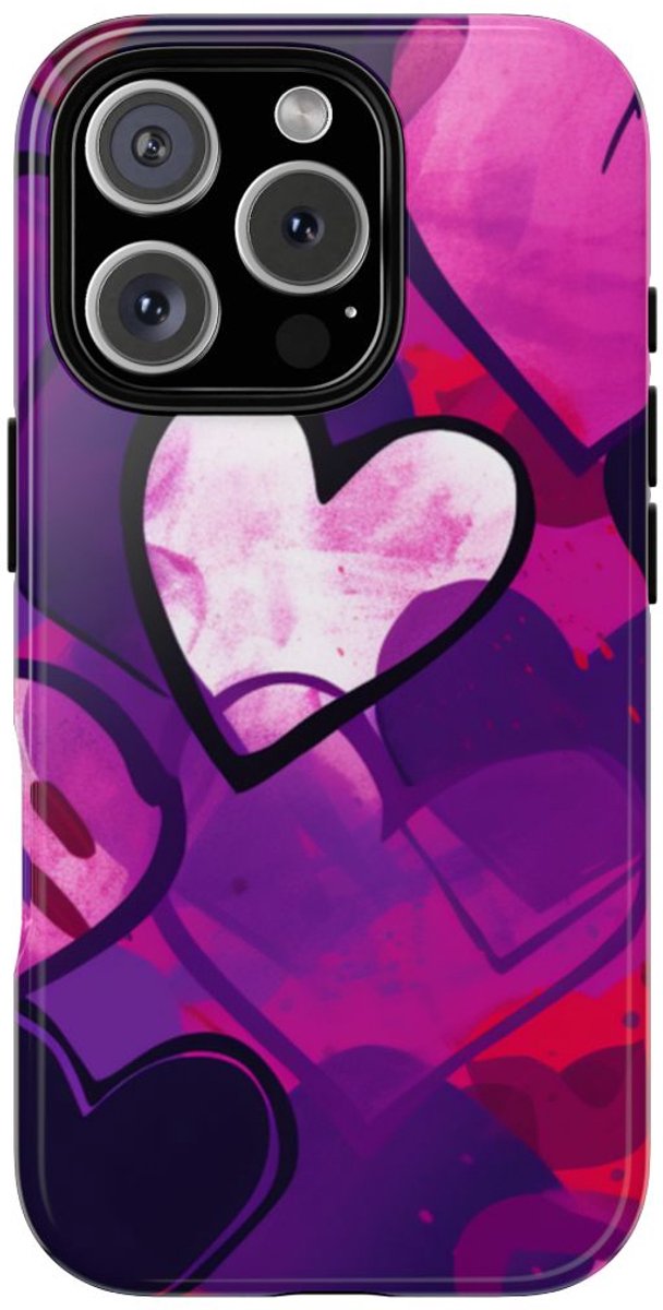 Levendig Popart Hartjespatroon – Telefoonhoesje Geschikt voor iPhone 16 Pro