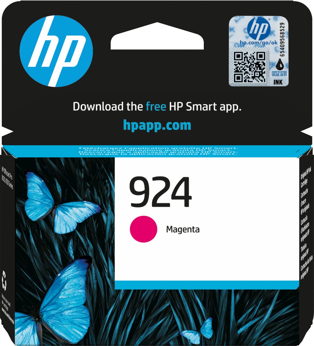 HP 924 Magenta Original Ink Cartridge inktcartridge 1 stuk(s) Origineel Normaal rendement