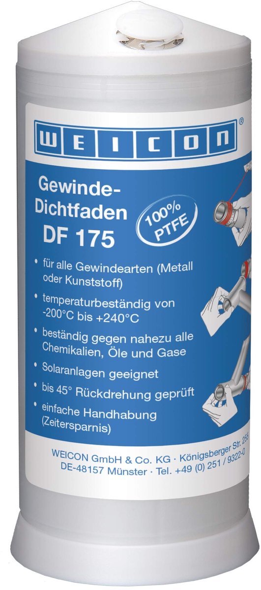 WEICON Schroefdraadafdichtdraad DF 175 m – wit met smeermiddel