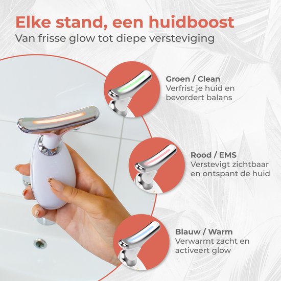 Nuvance Huidverjongingsapparaat - Facelift Apparaat - Huidverzorging - USB Oplaadbaar - Gezichtsreiniger - LED Behandeling