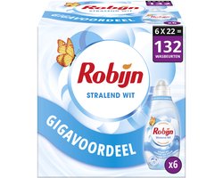 Robijn - Vloeibaar Wasmiddel - Klein & Krachtig - Stralend Wit - 6 flessen - 132 wasbeurten