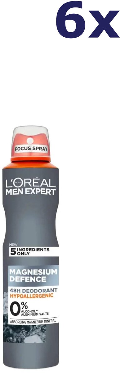 6x L'Oréal Men Expert Deodorant 250ml Magnesium