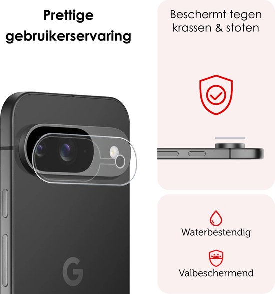 Doorzichtige screenprotector voor de camera die beschermt tegen krassen en stoten, waterbestendig en valbeschermend is.