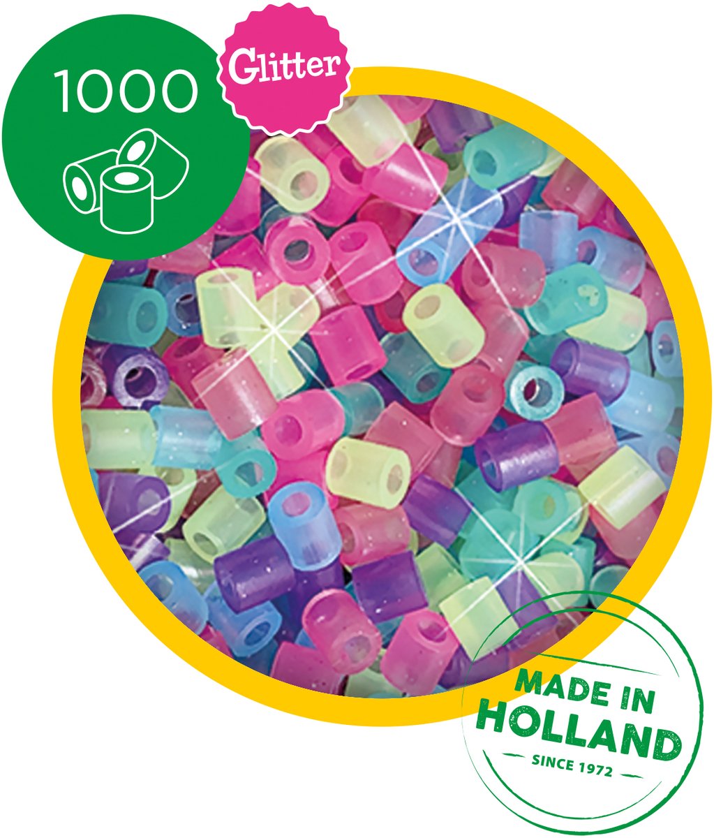 SES Creative - Beedz - Mix Glitter - Strijkkralen - 1000 Stuks - PVC Vrij - Vanaf 5 Jaar — afbeelding 4