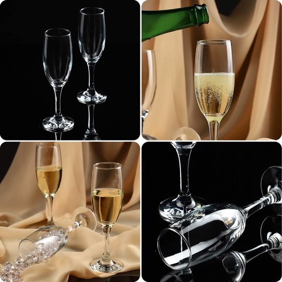 Verres à vin KADAX, verre à vin lavable au lave-vaisselle, ensemble de verres de haute qualité et élégants pour le vin rouge et blanc, verres à vin pour servir le vin et le champagne (6 x 190 ml, pour le champagne)